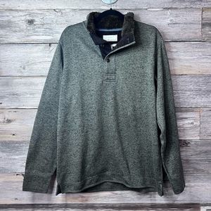 Original Weather Proof Vintage Olive Green Knit 1/4 Buttoned Neckline Large 💗